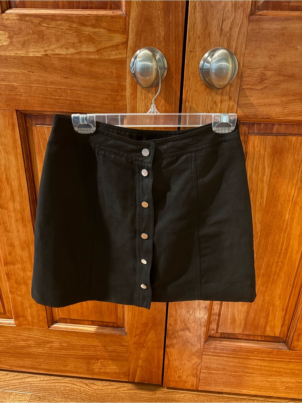 H&M Black Button-Front Mini Skirt